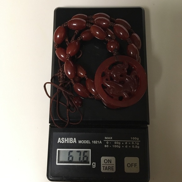 Carved Dragon Asian Natural Carnelian Necklace - Picture 12 of 12